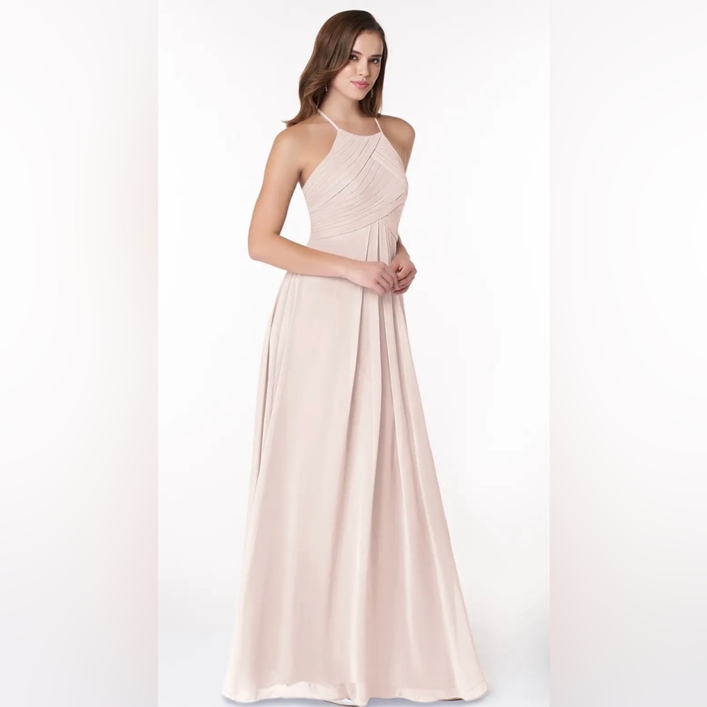 NEW Azazie A-Line Halter Pleated Chiffon Dress